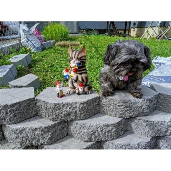 Mischievous Cat Garden Gnome Statue Figurine - Best Art Décor for Indoor Outdoor - Picture 5 of 7
